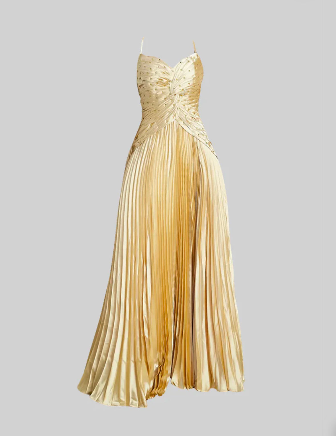 CASCADE GOWN WITH BACK LACE DETAIL - GOLD