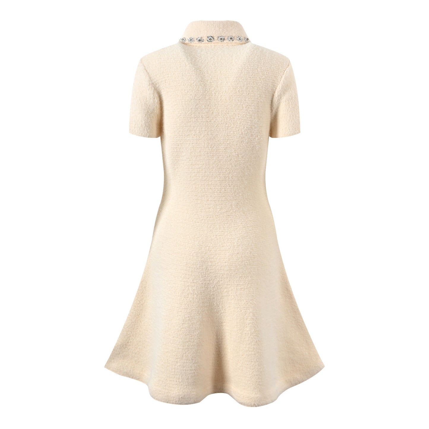 ELEGANT SOFT SHORT SLEEVE DRESS - IVOIRE